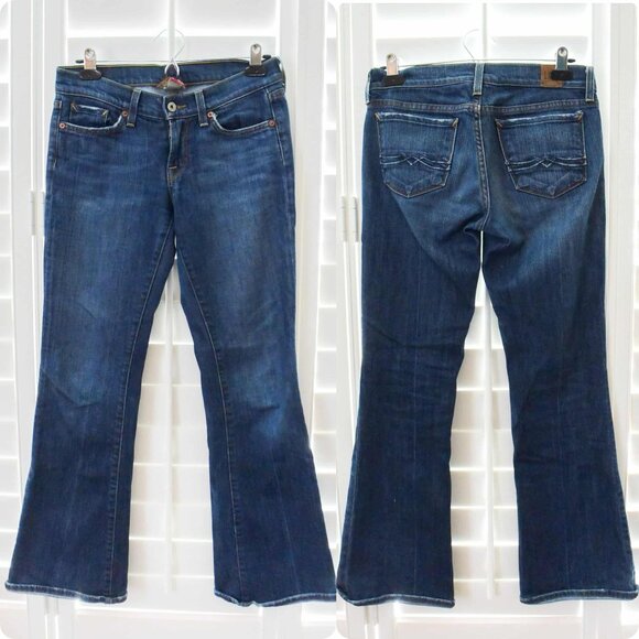 *LUCKY* Denim Flared Medium Wash Jeans - size 4 (27) - Short Inseam - Picture 1 of 5